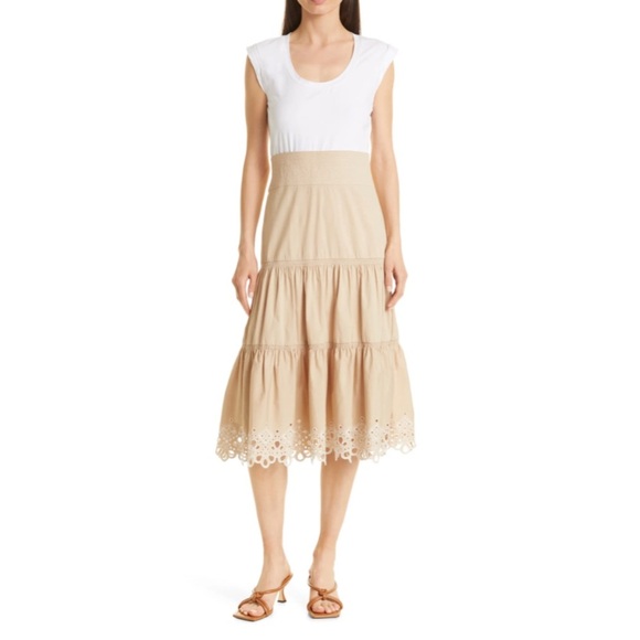VERONICA BEARD Amaia Tiered Eyelet Dress - Picture 1 of 13